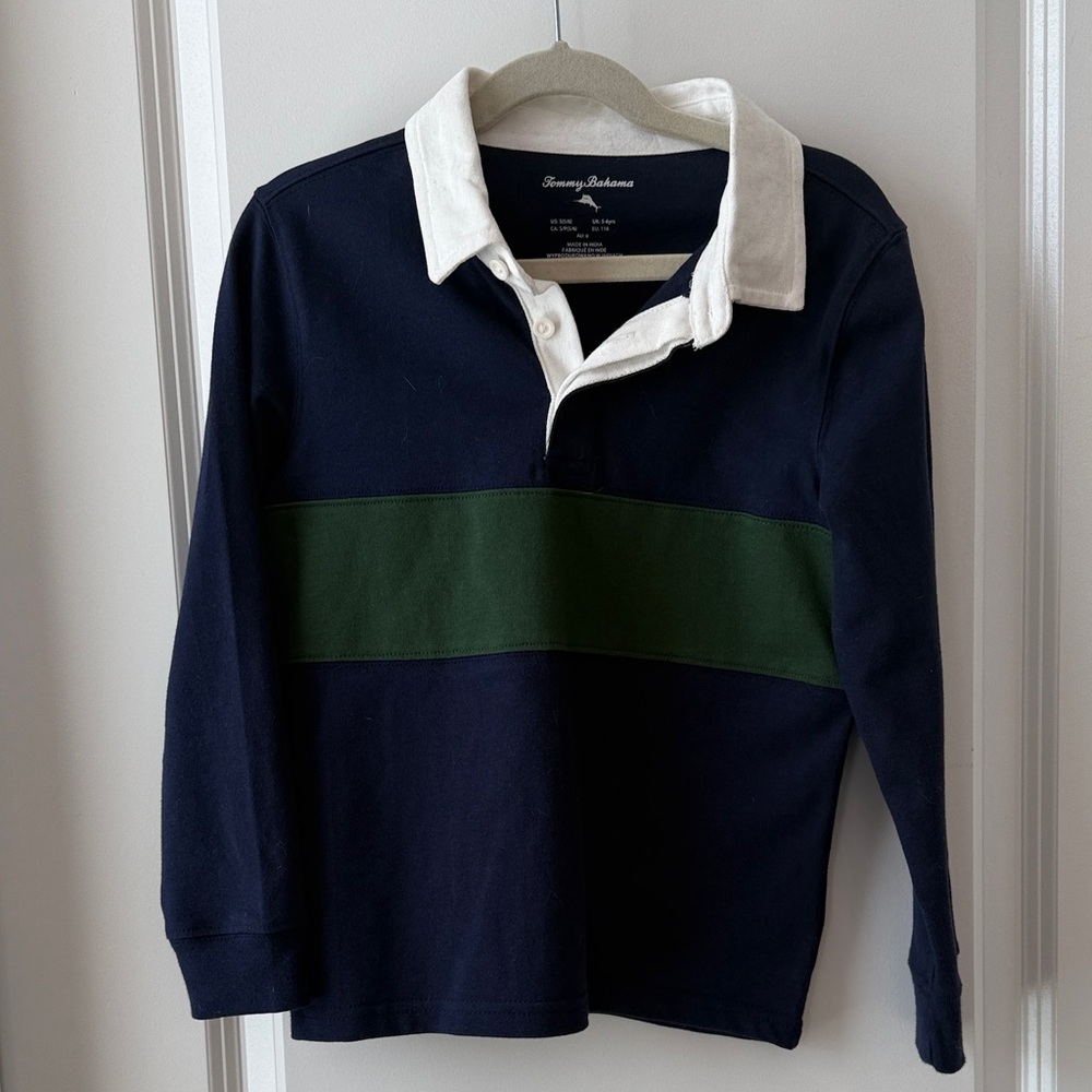 Tommy Bahama Kids Navy and Green Button Down Shirt
